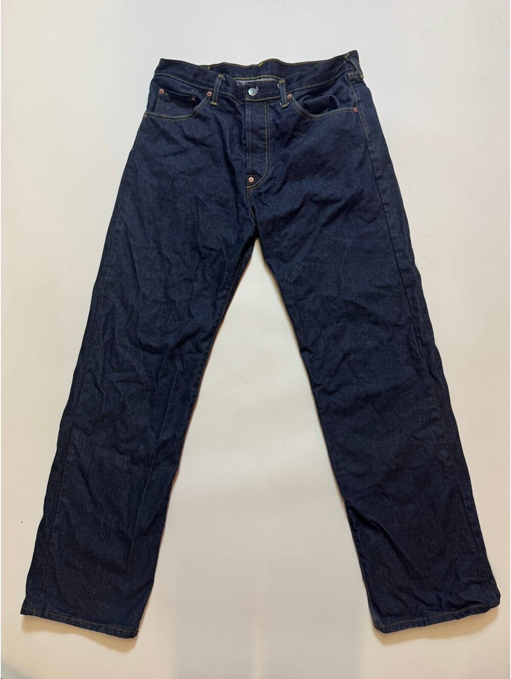 EVISU Jeans Mens 34x36 Lot 2001 Dark Indigo Blue Embroidered Seagull Y2K Denim